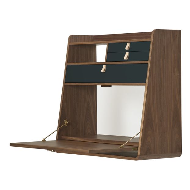 Bureau mural Gaston en noyer 80 cm, Florence Watine - Gris ardoise-product