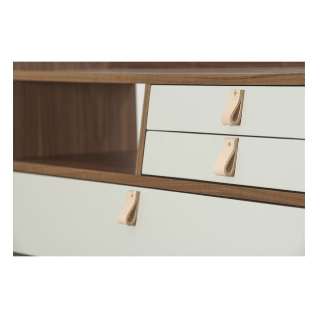 Bureau mural Gaston en noyer 80 cm, Florence Watine - Gris ardoise et gris clair-product