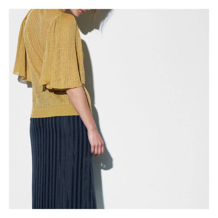 Linen Flare Sleeve Jumper | Yellow Curry colour- Product image n°4