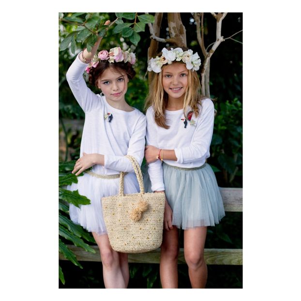 Crochet Straw Tote With Gold Plumetis Details-product