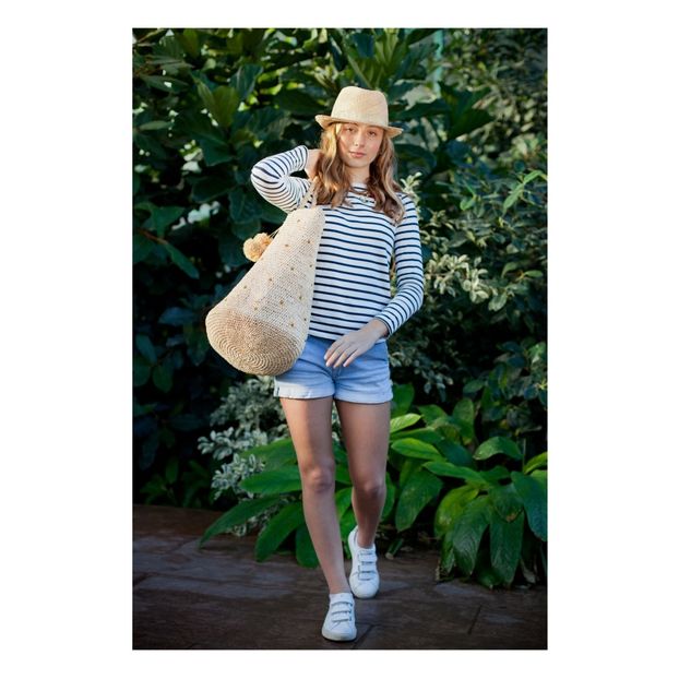 Crochet Straw Tote With Gold Plumetis Details-product