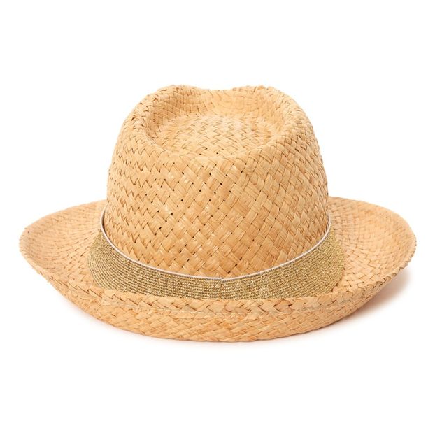 Sombrero de paja lúrex dorado-product