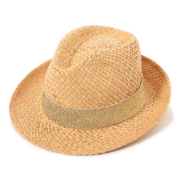 Sombrero de paja lúrex dorado-product