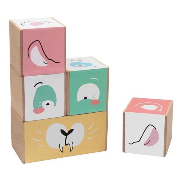 Cubes en bois Les frimousses - Set de 5-product