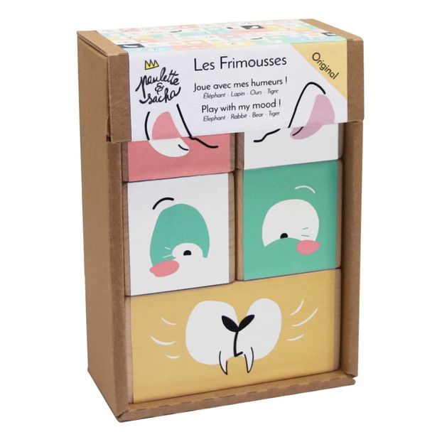 Cubes en bois Les frimousses - Set de 5-product