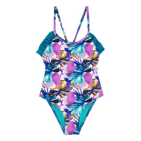 Maillot de Bain 1 Pièce Fleurs Volants Irisés Dos-product