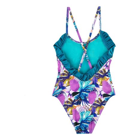 Maillot de Bain 1 Pièce Fleurs Volants Irisés Dos-product