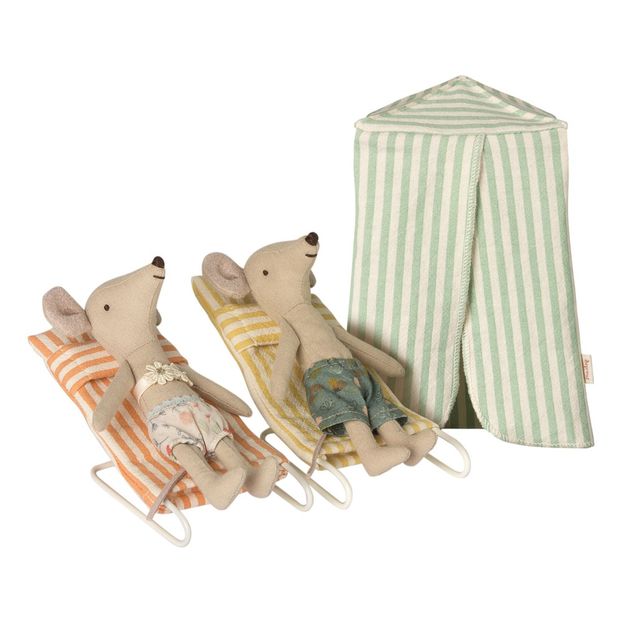 Doudou Petites souris grand frère et sœur en vacances sur leur transats 12 cm-product