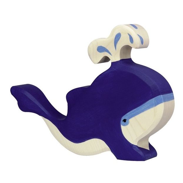 Figurine en bois baleine avec jet d'eau-product