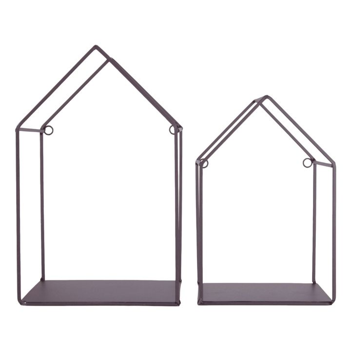 Home-shaped Sheves - Set of 2 | Black- Product image n°0