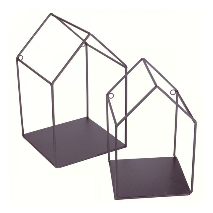 Home-shaped Sheves - Set of 2 | Black- Product image n°1