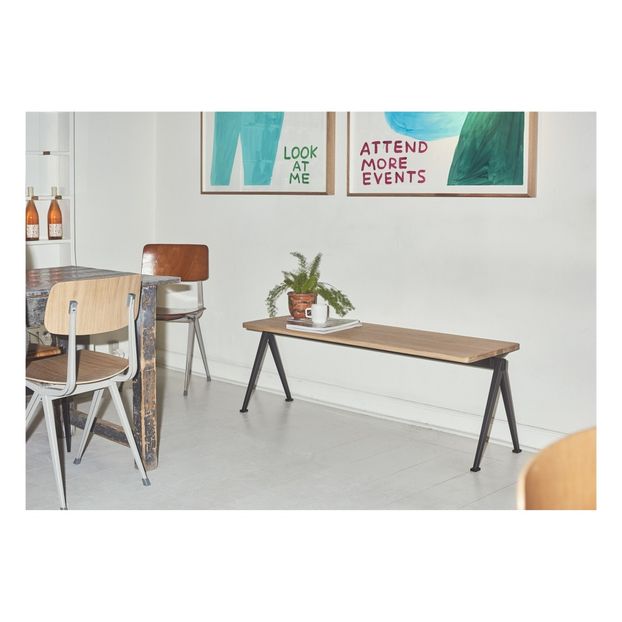 Banc 140x40 cm Pyramid 11 en chêne laqué brillant - Réedition Wim Rietveld-product