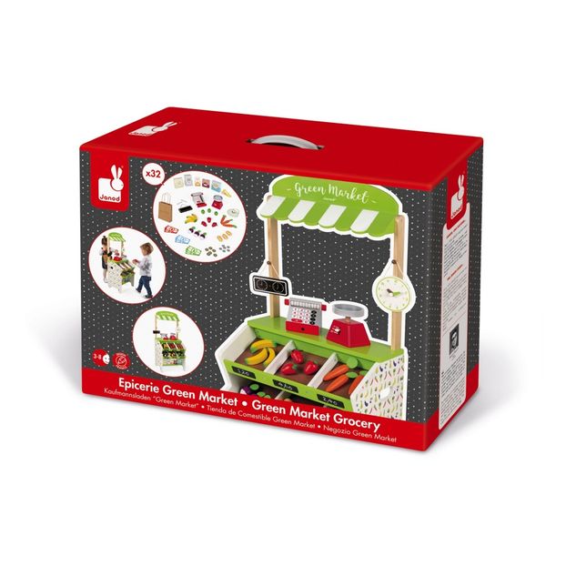 Wooden Market with 32 Accessories -product