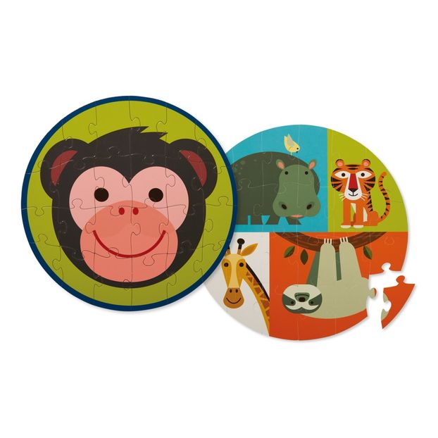 "Monkey and its Friends" Round Double-Face Puzzle - 24 Pieces -product