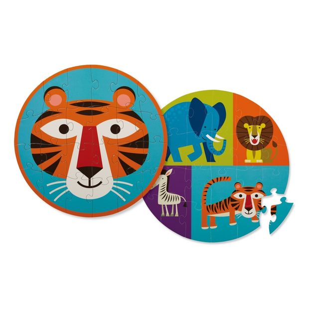 "Tiger and its Friends" Round Double-Face Puzzle - 24 Pieces -product