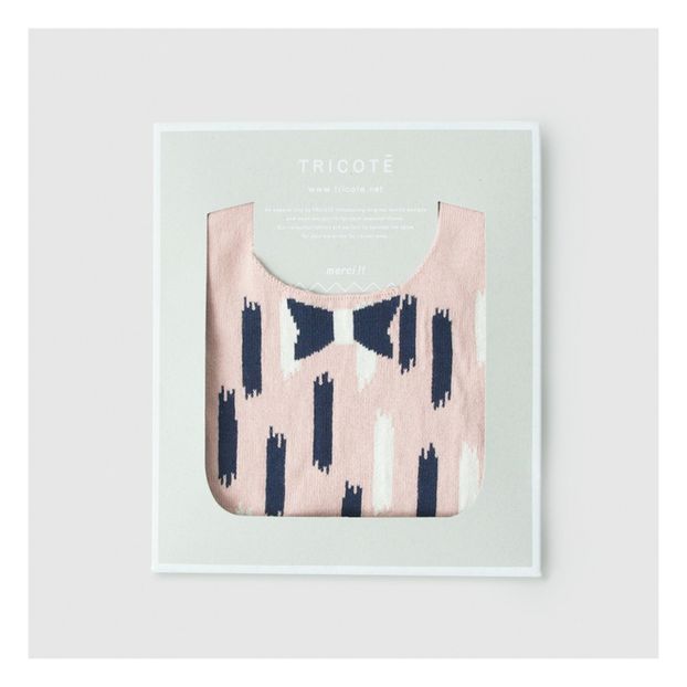 Bavoir tricoté en coton motif nœud papillon -product