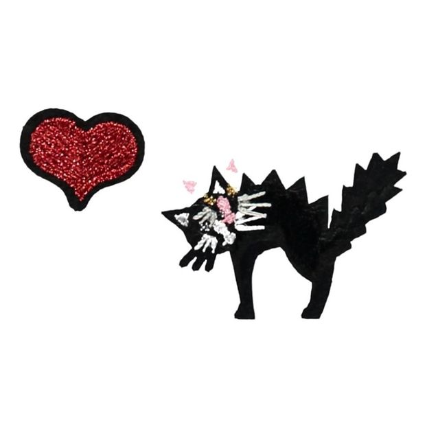 Black Cat Red Heart Badges - Set of 2-product