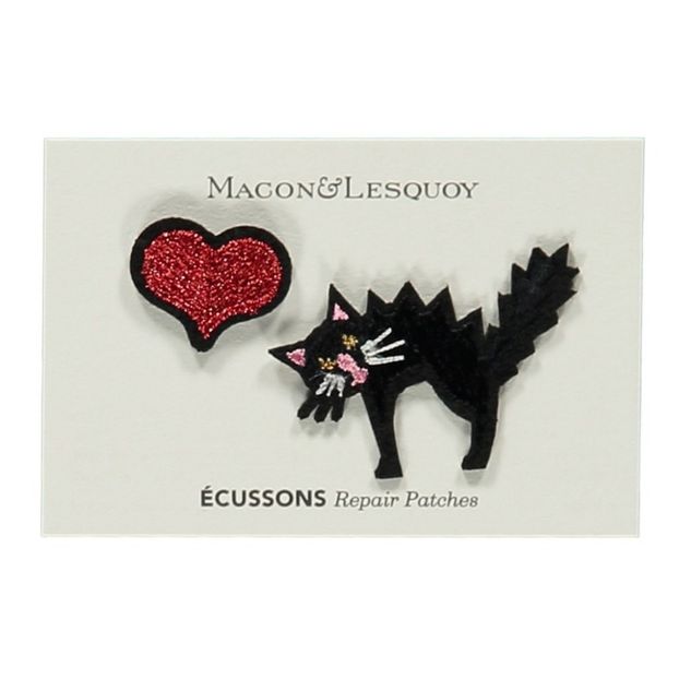 Black Cat Red Heart Badges - Set of 2-product