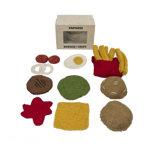 Felted Wool Burger and Fires -product