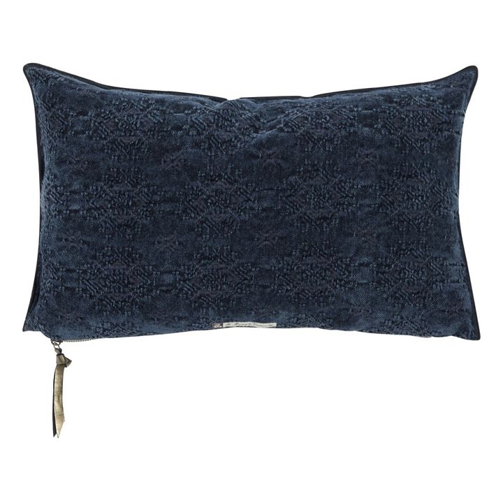 Coussin vice versa Jacquard Kilim | Bleu nuit- Image produit n°0