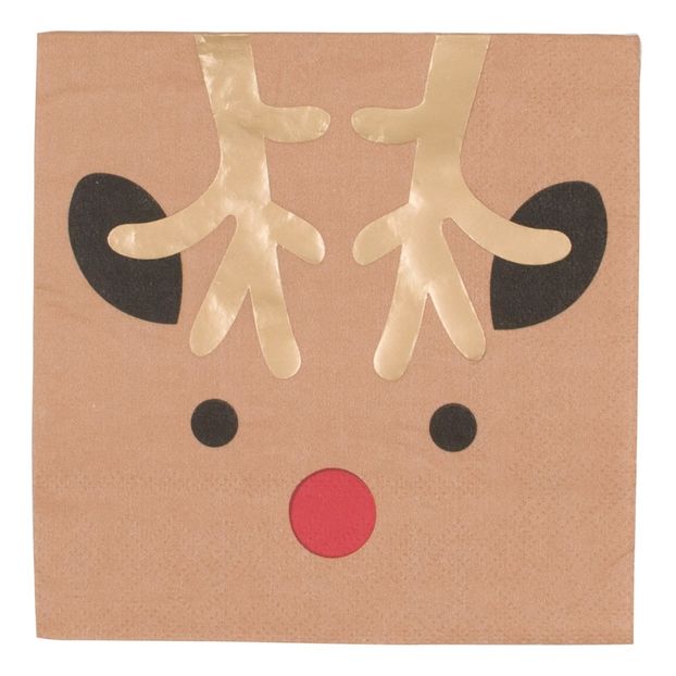 Servilletes de papel mini renos - Lote de 16-product