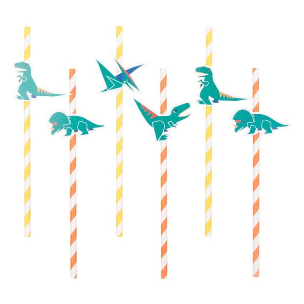 Pajitas a rayas dinosaurio - Lote de 12-product