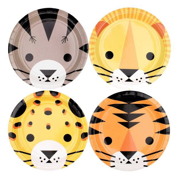 Assiettes en carton mini félins - Lot de 8-product
