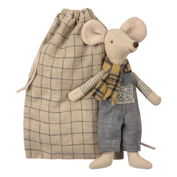 Doudou Papa souris hiver dans son sac 15 cm-product