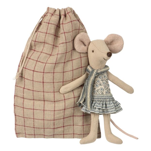Doudou Grande soeur souris hiver dans son sac 13 cm-product