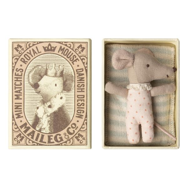Doudou Bébé souris fille endormi/ éveillé dans sa boîte 8 cm-product