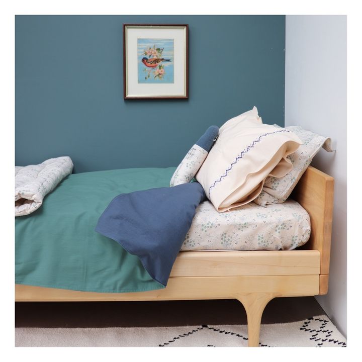 Copri Materasso Minako Floral in cotone | Blu- Immagine del prodotto n°2