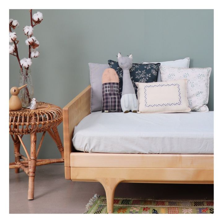 Coussin Minako Floral en coton | Bleu- Image produit n°1
