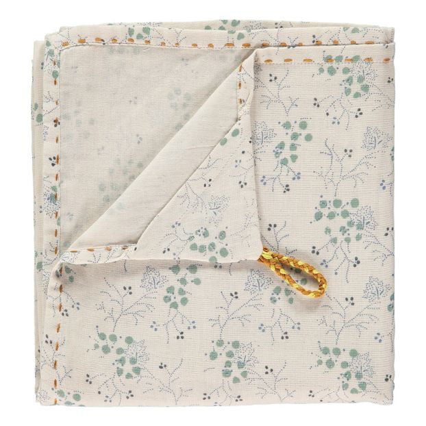 Couverture légère/lange bicolore Minako Floral brodé main en coton-product