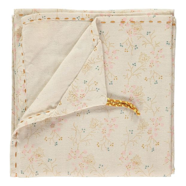 Couverture légère/lange bicolore Minako Floral brodé main en coton-product