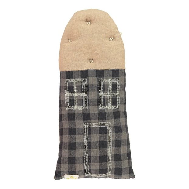 Coussin maison à carreaux Gingham en coton 11x26 cm-product