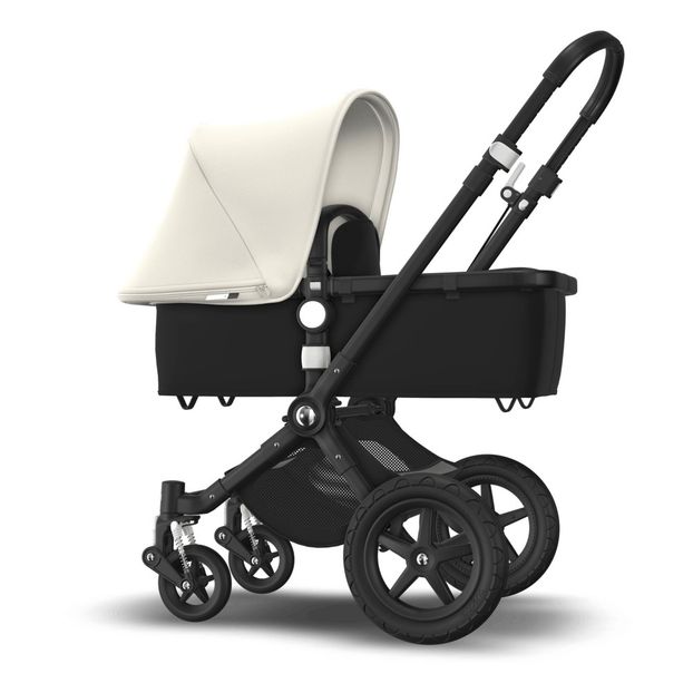 Poussette complète évolutive Caméléon 3 plus classique châssis noir, assise noire, nacelle noire,capote blanc crème-product