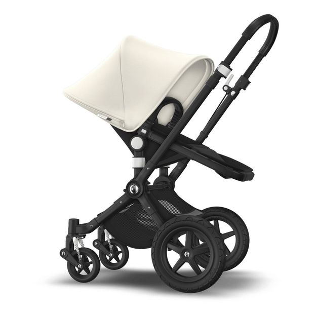 Poussette complète évolutive Caméléon 3 plus classique châssis noir, assise noire, nacelle noire,capote blanc crème-product