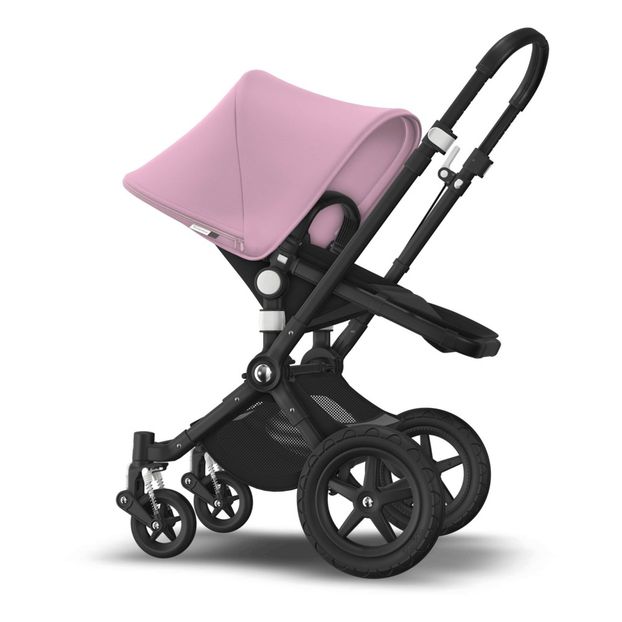 Poussette complète évolutive Caméléon 3 plus classique châssis noir, assise noire, nacelle noire,capote rose-product