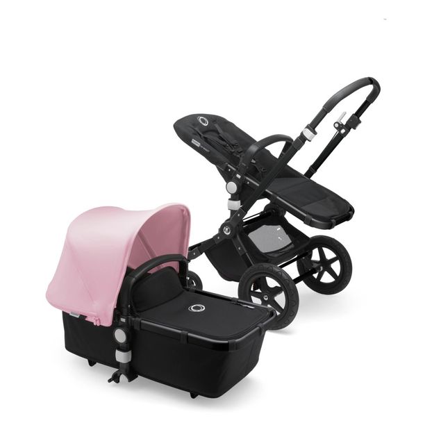 Poussette complète évolutive Caméléon 3 plus classique châssis noir, assise noire, nacelle noire,capote rose-product