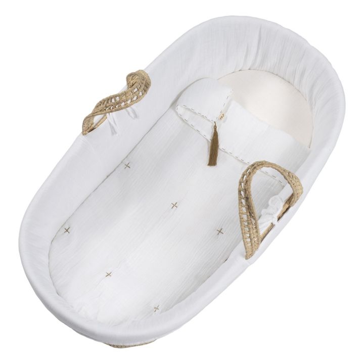 Parure pour couffin en gaze de coton bio | White S001- Image produit n°1
