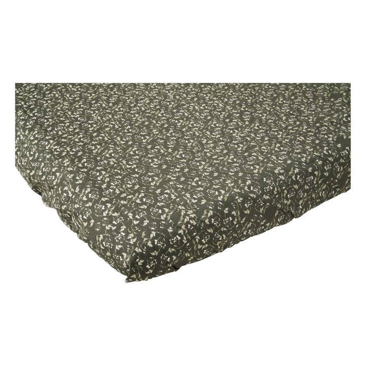 Drap-housse en percale de coton Floral Moss | Vert- Image produit n°1