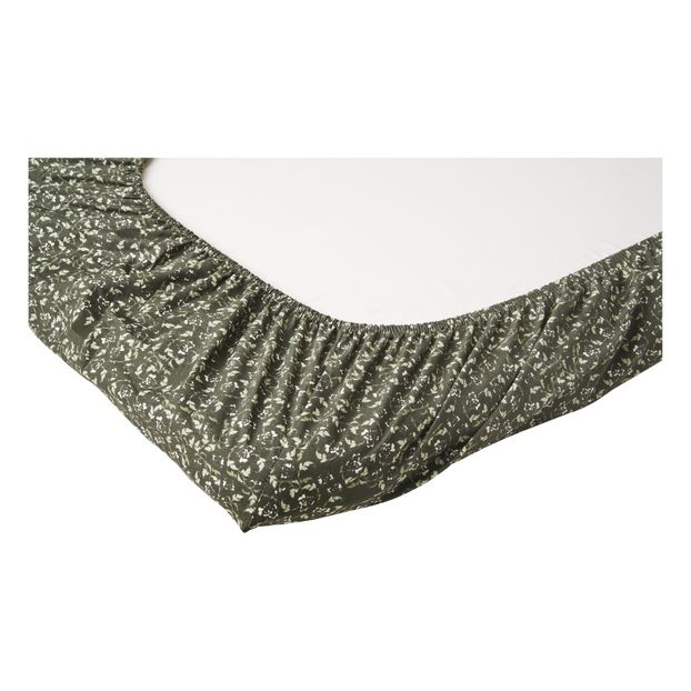 Drap-housse en percale de coton Floral Moss-product