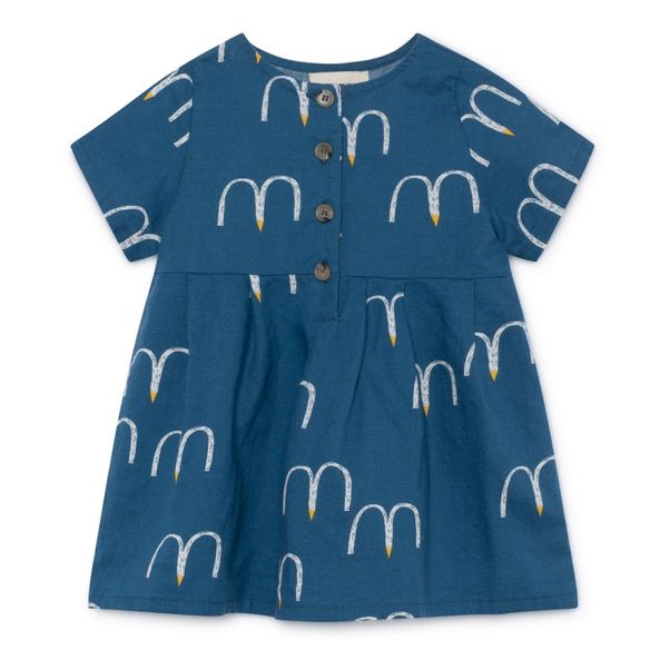 Bird printed cotton and linen dress-product