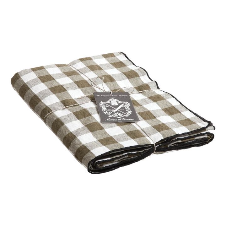 Mantel rectangular Bourdon negro lona mimi de cuadros | Vichy Kaki- Imagen del producto n°0