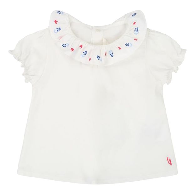 Embroidered T-shirt with collar-product