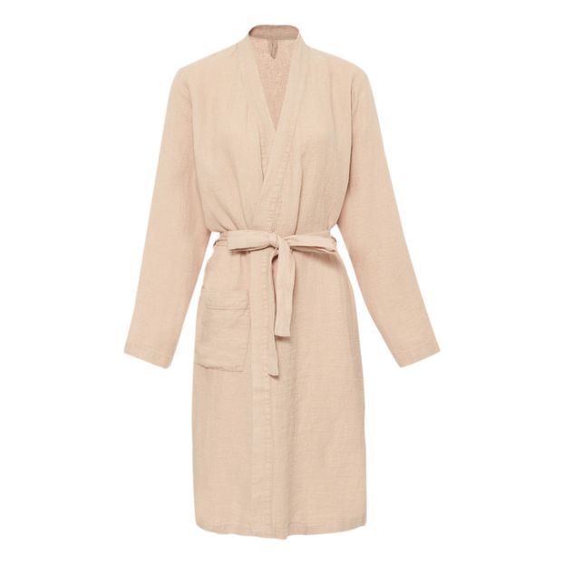 Washed linen honeycomb robe-product