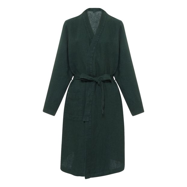 Washed linen honeycomb robe-product