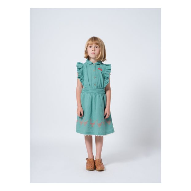 Cherry printed cotton and linen dress -product