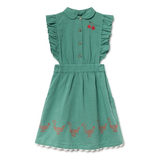 Cherry printed cotton and linen dress -product
