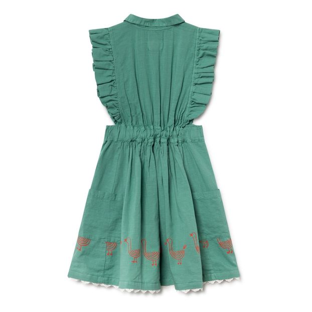 Cherry printed cotton and linen dress -product
